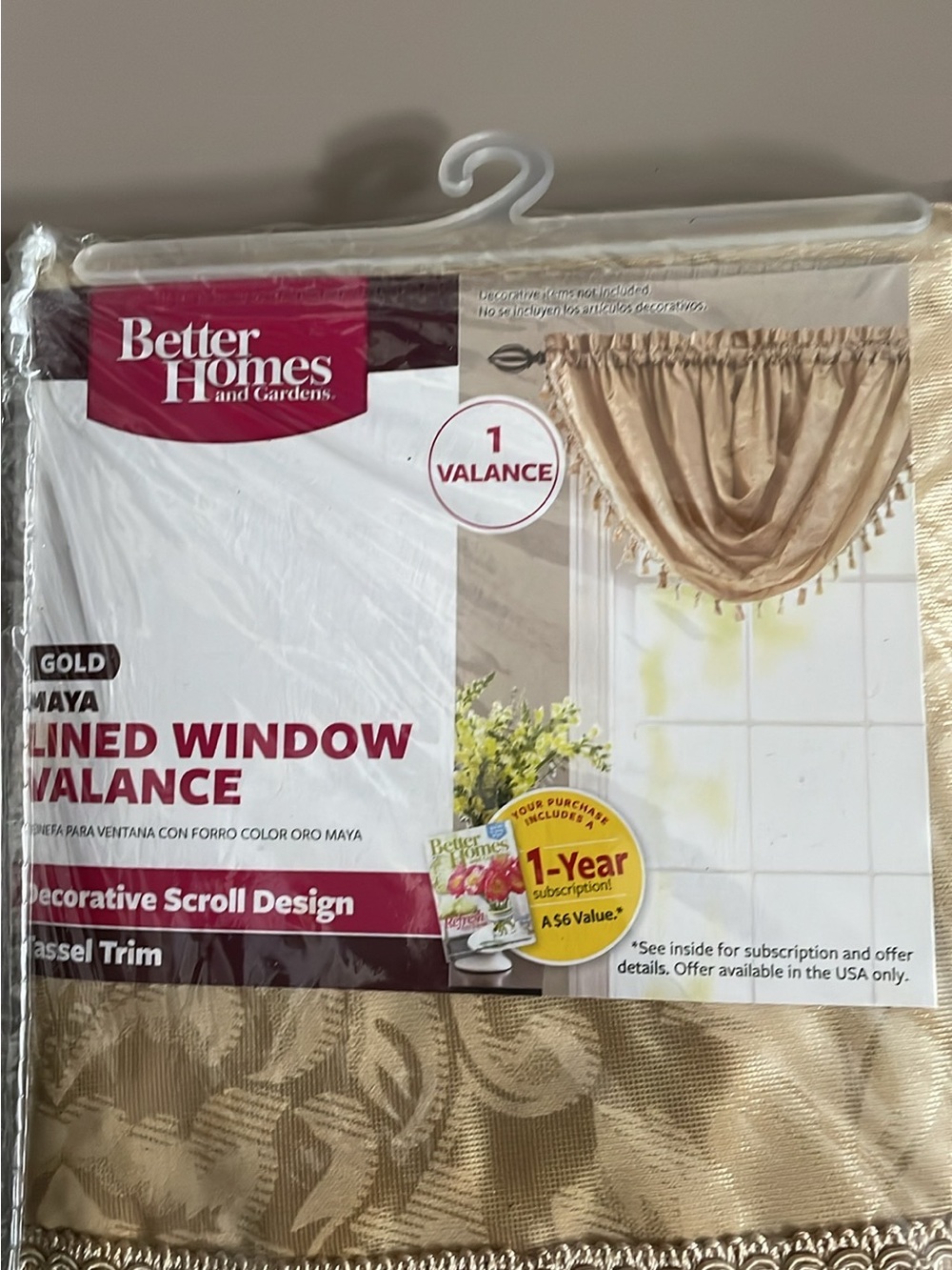 Better Homes And Gardens Gold Scroll Valance with Tassel Trim